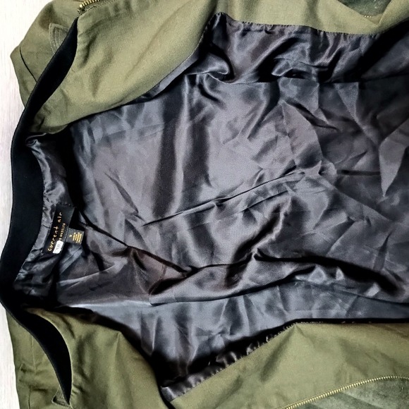 Current Air Los Angeles Green Canvas Suede Bomber Style Jacket Size Small - Picture 6 of 7